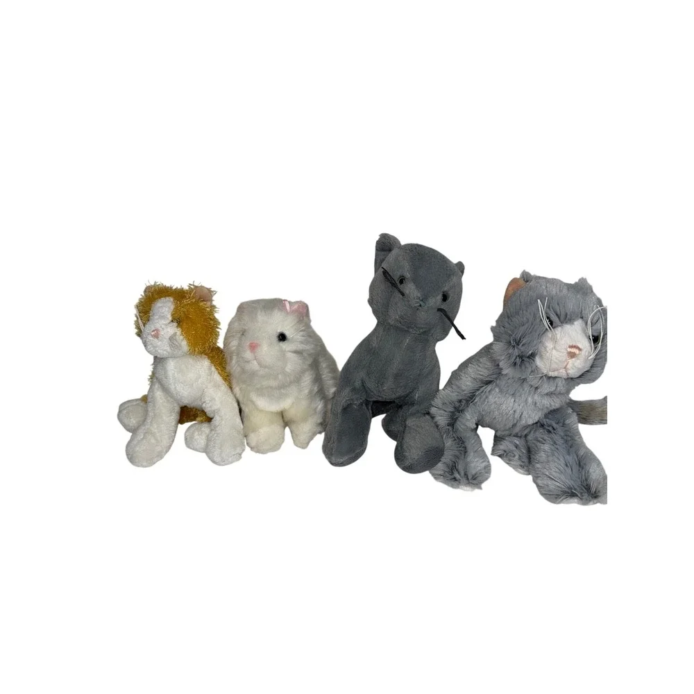 Ganz Webkinz Cat Plush Lot of 4 Ginger White Grey Tabby Stuffed Animal Toys